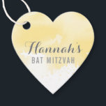Bat mitzvah favärde tagg modern gult vattenfärg gåvor etiketter<br><div class="desc">by kat masard >> https://linktr.ee/simplysweetpaperie <<< En söt hjärtformade märkre endast perfekt för favärdestaggar för din speciella händelse.</div>