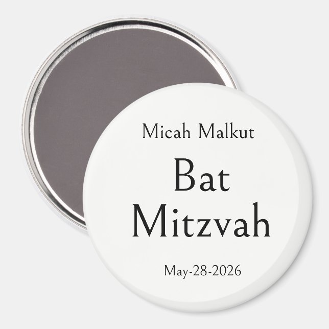 Bat Mitzvah-firande, Modern Enkel Minimal, Magnet (Front/Back)