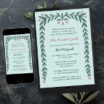 Bat mitzvah flicka i blommigt i Pub i den moderna  Inbjudningar<br><div class="desc">Perfekt-kort för att tillkännage ett bat mitzvah, pub mitzvah eller annat judiskt firande! Hand plockade art åt dig på framsidan. FULLT ANPASSADE! Klicka på "Anpassa" ovan om du vill redigera texten. Klicka på "Redigera med verktyg" för att justera typsnitt, färg och placeringar och för att lägga till en baksidsdesign om...</div>
