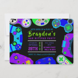 BAT MITZVAH Födelsedagsfest för VIDEO GAMER GAMING Inbjudningar