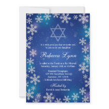 Bat mitzvah för Bright Snöflingor Blue Winter