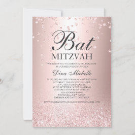 Bat mitzvah för den metalliska gnistran ro guld gl inbjudningar