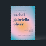 Bat mitzvah för Groovy Blue Gradient Retro Photo Inbjudningar<br><div class="desc">Bat mitzvah inbjudan till Groovy Blue Gradient Retro Photo</div>