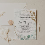 Bat mitzvah för Guld-kalligrafi i Rustic Eucalyptu Inbjudningar<br><div class="desc">Denna bat mitzvah kalligrafi av guld med rustik eukalyptus är perfekt för en enkel bat mitzvah. Denna konstnärliga utformning har hand-ritad blommigt från guld och grönt av eucalyptus i vattenfärg,  som är vackert placerad i elegantens geometriska ram.</div>