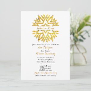Bat mitzvah för guldfoil look Star Mandala Inbjudningar