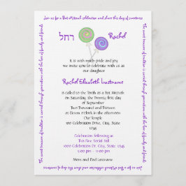 Bat mitzvah för kanditrexéer inbjudningar