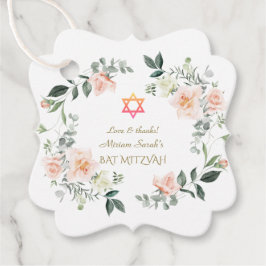 Bat mitzvah för känsliga  vitblommor gåvor etiketter