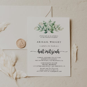 Bat mitzvah för minimalistisk kalligrafi av eukaly inbjudningar