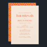 Bat mitzvah för Retro-typografi för aktuell modern Inbjudningar<br><div class="desc">Bat mitzvah inbjudan till Cute Modern Orange Retro Typography Bröllop</div>