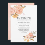 Bat mitzvah för  Rosa och Guld Blommigt Inbjudningar<br><div class="desc">rosa i vattenfärgen och guld ro bat mitzvah inbjudan designad för att snabbt och enkelt kunna anpassas till dina händelsespecifikationer.</div>