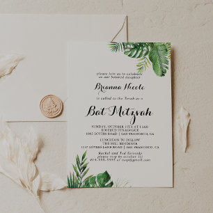 Bat mitzvah för Tropical Greenery som mål Inbjudningar