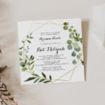 Bat mitzvah för tropisk kalligrafi i Guld Inbjudningar<br><div class="desc">Denna bat mitzvah inbjudan till den geometriska tropiska kalligrafin i guld är perfekt för en enkel bat mitzvah. Utformningen har handmålade vackra löv för grönt,  som lägger till ett guld-geometriskt ram.</div>