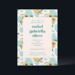 Bat mitzvah för Turcos Solroscherboard Inbjudningar<br><div class="desc">Bat mitzvah inbjudan till Retro-turkos Solroschaktbord</div>