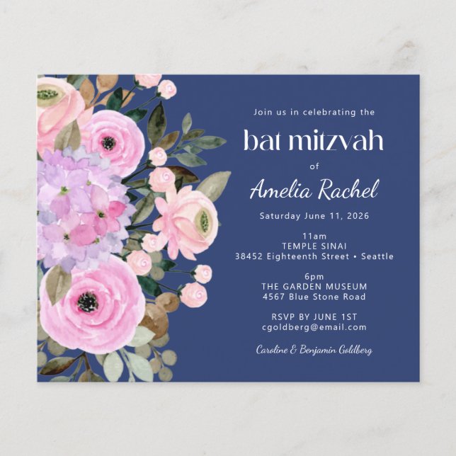 Bat mitzvah  för  vattenfärg för Budgetlavender bl (Framsida)