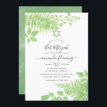 Bat mitzvah för vattenfärg i Greenery Inbjudningar<br><div class="desc">bat mitzvah inbjudan till trendiget grönt löv med elegant handskriftstypografi designad för att snabbt och enkelt kunna anpassas till dina händelsespecifikationer.</div>