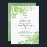 Bat mitzvah för vattenfärg i Greenery Inbjudningar<br><div class="desc">bat mitzvah inbjudan till trendiget grönt löv med elegant handskriftstypografi designad för att snabbt och enkelt kunna anpassas till dina händelsespecifikationer.</div>