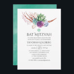 Bat mitzvah för vattenfärgsedesertsuckor inbjudningar<br><div class="desc">Vattenfärgssuckukaktus ger bat mitzvah inbjudan med accenter av blått,  plommon,  mynta och sage grönt.</div>