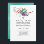 Bat mitzvah för vattenfärgsedesertsuckor inbjudningar<br><div class="desc">Vattenfärgssuckukaktus ger bat mitzvah inbjudan med accenter av blått,  plommon,  mynta och sage grönt.</div>
