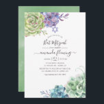 Bat mitzvah för vattenfärgssuckutfall inbjudningar<br><div class="desc">Vattenfärgsekulära öknar bat mitzvah inbjudan med elegant handskriftstypografi anpassade till dina händelsespecifikationer.</div>