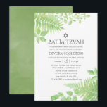 Bat mitzvah för Watercolor Greenery Foliage Inbjudningar<br><div class="desc">grönt av trendig och vita bat mitzvah inbjudningar med ferns,  grenar och löv designade för att snabbt och enkelt kunna anpassas till dina händelsespecifikationer.</div>