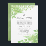 Bat mitzvah för Watercolor Greenery Foliage Inbjudningar<br><div class="desc">grönt av trendig och vita bat mitzvah inbjudningar med ferns,  grenar och löv designade för att snabbt och enkelt kunna anpassas till dina händelsespecifikationer.</div>