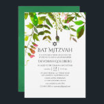 Bat mitzvah för Watercolor Vår Greenery Inbjudningar<br><div class="desc">Trendig grönt och vita bat mitzvah inbjudningar till vår anpassade till dina händelsespecifikationer.</div>