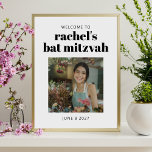 Bat mitzvah foto Digital välkomstsida med fetstil, Poster<br><div class="desc">Välkomstskylt för fetstilt svart och vitt Bat mitzvah foto Poster (hämtningsbart)</div>