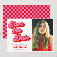 Bat mitzvah foto för Retro Rosa Red Checkerboard