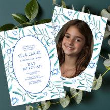 Bat mitzvah foto för vattenfärg Botaniskt stjärnor