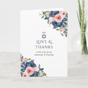 Bat mitzvah foto för vattenfärgsflottan och  Blomm Tack Kort