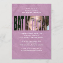 Bat mitzvah fotoinbjudan i Lila
