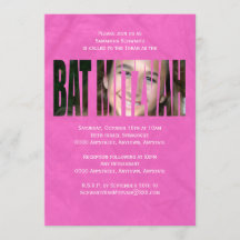 Bat mitzvah fotoinbjudan i shock rosa