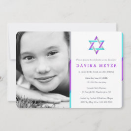 Bat mitzvah fotoinbjudningar | Lila + Uppgift Inbjudningar