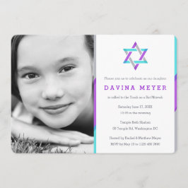 Bat mitzvah fotoinbjudningar | Lila + Uppgift Inbjudningar