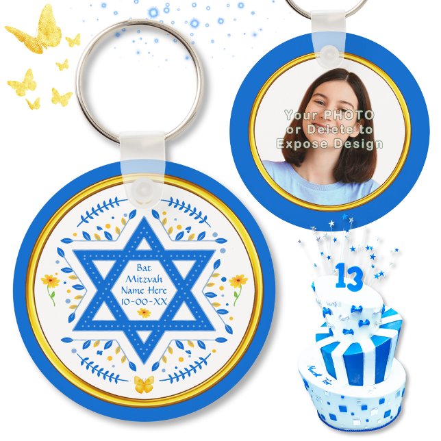 Bat mitzvah Giveaways-Personlig, Bat mitzvah Nyckelring (Personalized Bar Mitzvah Favors. Bar Mitzvah Giveaways Personalized. Cheap Bar Mitzvah Gifts, Guests)