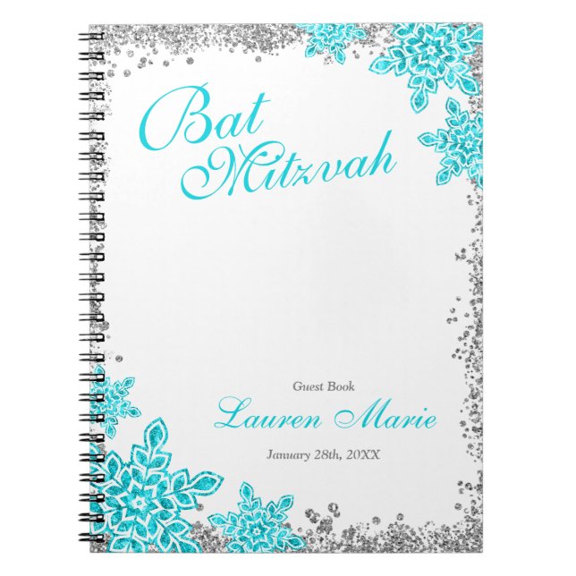 Bat Mitzvah Glam Vinter Värld Gästbok Anteckningsbok (Framsidan)