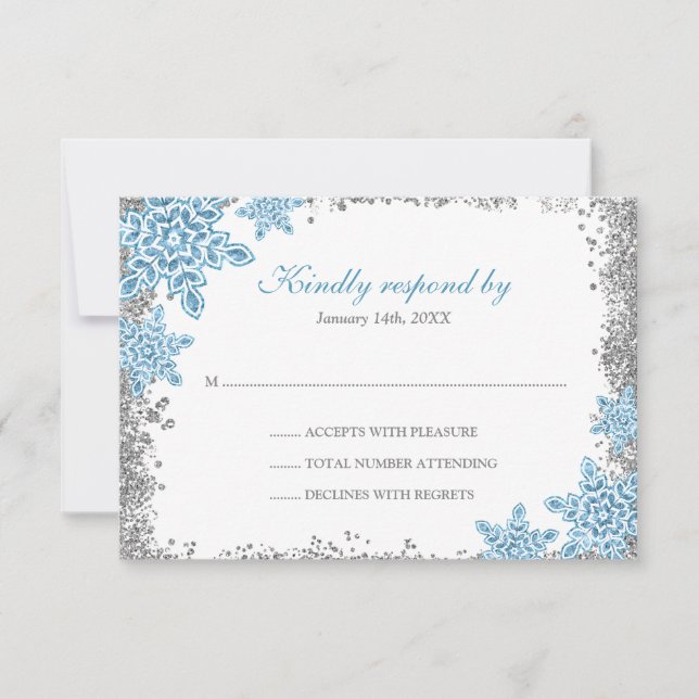 Bat mitzvah Glam Winter Wonderland Blue OSA Kort (Framsida)