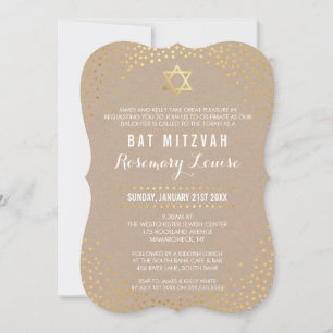 BAT MITZVAH glamorös mini guld konetti kraft Inbjudningar