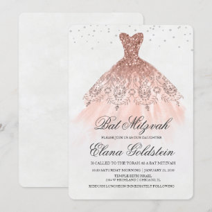 Bat Mitzvah Glitterklänning Diamant Inbjudan