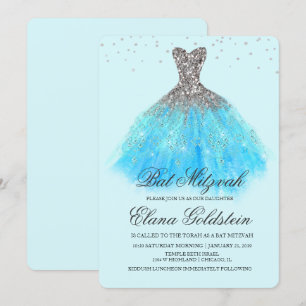 Bat Mitzvah Glitterklänning Diamant Inbjudan