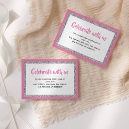 Bat mitzvah glittery-kort för Shock rosa & Silver Inbjudningar