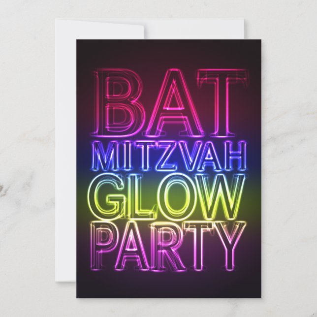 Bat mitzvah GLOW PARTY födelsedagsinbjudan Inbjudningar (Framsida)