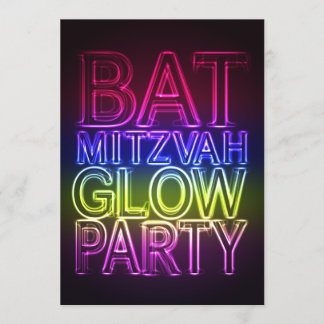 Bat mitzvah GLOW PARTY födelsedagsinbjudan Inbjudningar