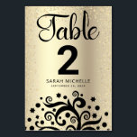 Bat mitzvah Gold Foil Livets träd Black-skript Bordsnummer<br><div class="desc">Inget Bat mitzvah party är färdigt utan bordsnummer av personlig. Låt din favorit Bat mitzvah vara stolt, glädjas och fira hennes milstolpe på hennes perfekt samordnade party. Den här sofistikerade, chic, bedövande, abstrakt, svarta träd med gniststjärnan David och punkt "löv", tillsammans med svart kalligrafi, överträffar en glatt, faux guld glitter...</div>