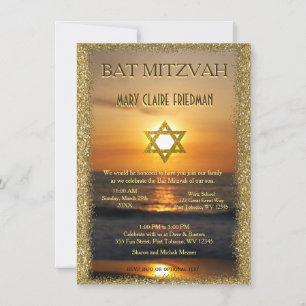 Bat mitzvah Golden Sol och Sand Inbjudningar
