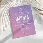 BAT MITZVAH gradient för modern lila rosa Inbjudningar<br><div class="desc">genom kat masard >> kat@simplysweetPAPERIE.com << CONTACT ME för anpassningsbar eller för att lägga till linjer i Hebrew Kärlek, men vill se vissa ändringar - ett annat färg-schema, produkt, foto eller anpassad för ett annat tillfälle - ingen oro kontaktar mig bara - jag är lycklig för att hjälpa till! -...</div>