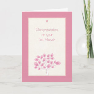 Bat mitzvah Grattisar, Rosa Träd Kort