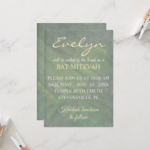 Bat Mitzvah Gröna Silvrar Inbjudningar
