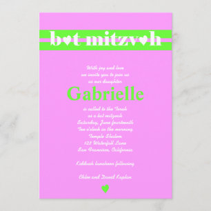 Bat mitzvah grönt för inbjudanGabrielle rosor Inbjudningar