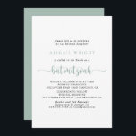 Bat mitzvah grönt för minimalistisk kalligrafi inbjudningar<br><div class="desc">Den här gröntens minimalistiska kalligrafi-bat mitzvah inbjudan är perfekt för en strålande bat mitzvah. Den enkla utformningen och utformningen av eleganten har skripttypografin klassisk och finare i grönt och vitt.</div>